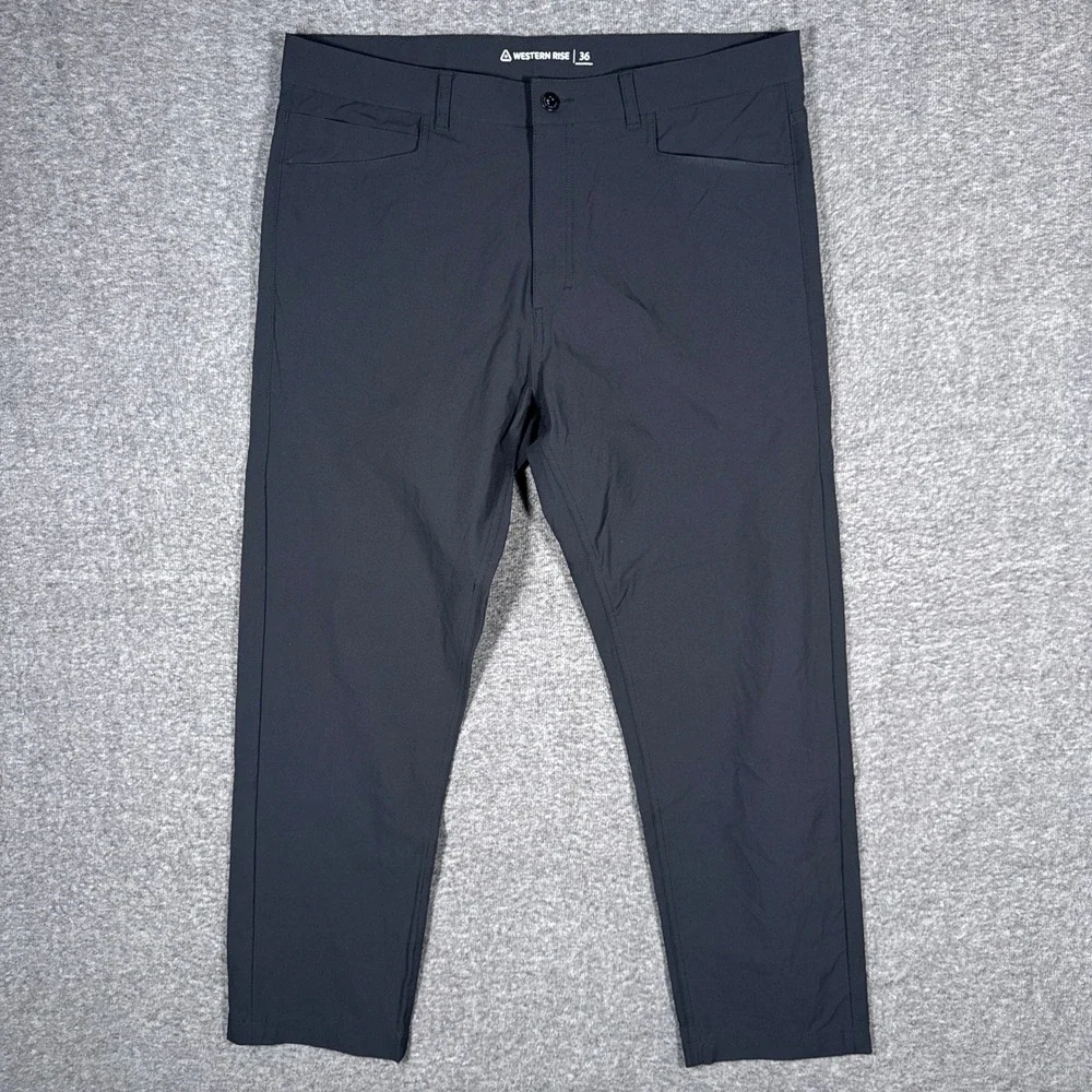 Western Rise Evolution Pants Mens 36x29 Charcoal Black Stretch Travel Trousers